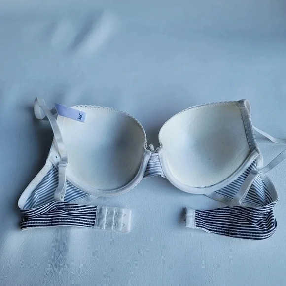 NWOT Laura Ashley Bra 36C Womens Navy Blue White Striped Padded Underwired Lace - Picture 9 of 9